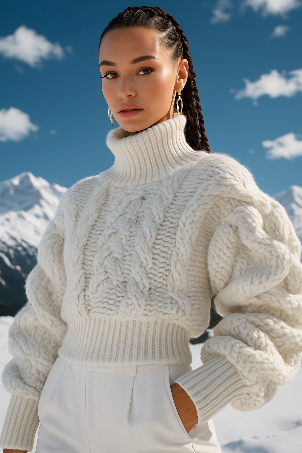 Cable Knit Turtleneck Sweater